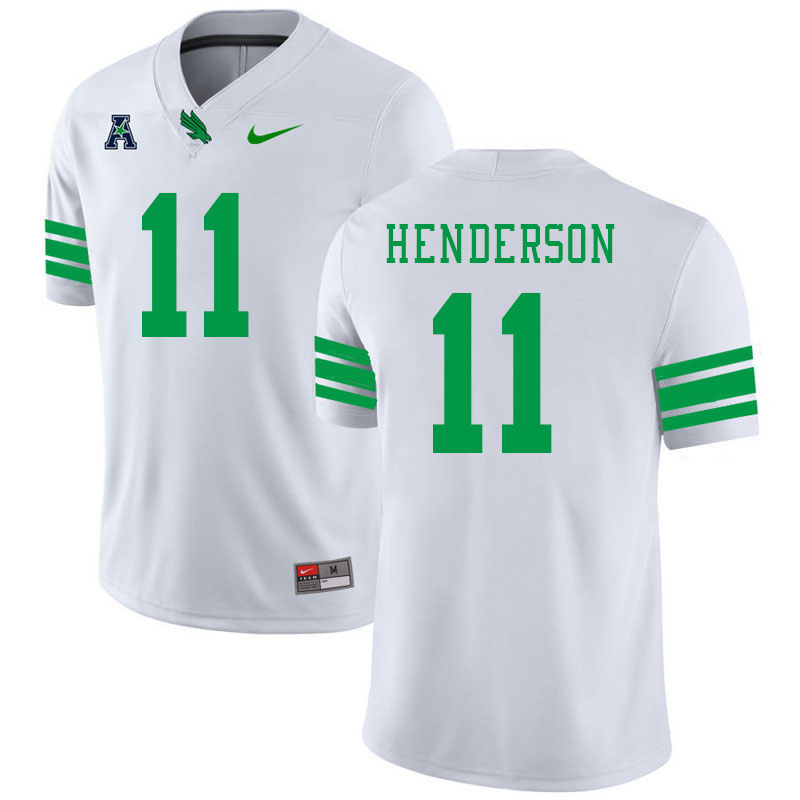 #11 Connor Henderson North Texas Mean Green College Football Jerseys Stitched-White